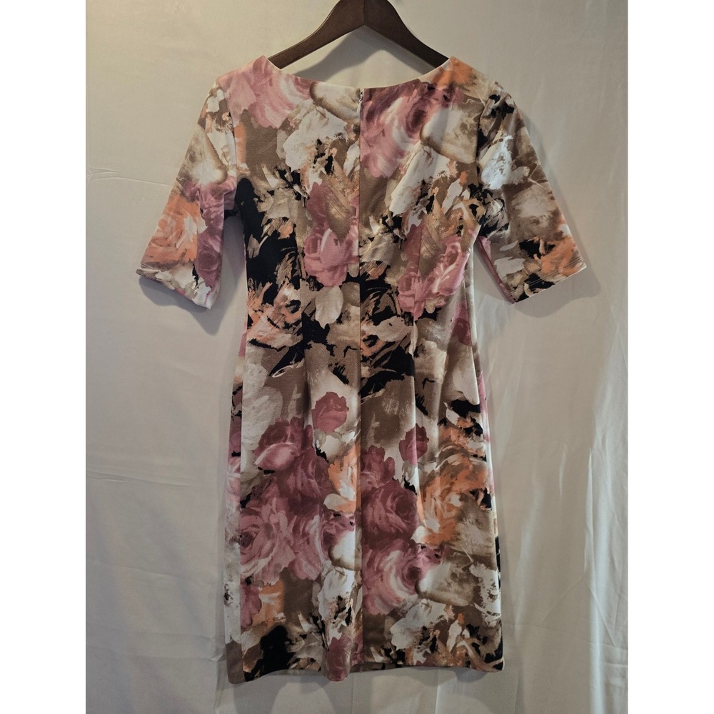 London Times Floral Sheath Dress Pink Black Beige Women's Size 6 - Picture 4 of 5
